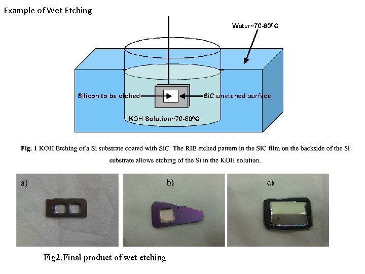 Example of Wet Etching Fig 2. Final product of wet etching 