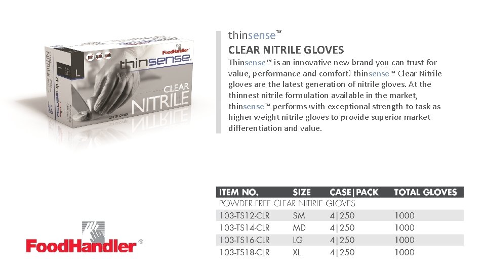 thinsense™ CLEAR NITRILE GLOVES Thinsense™ is an innovative new brand you can trust for