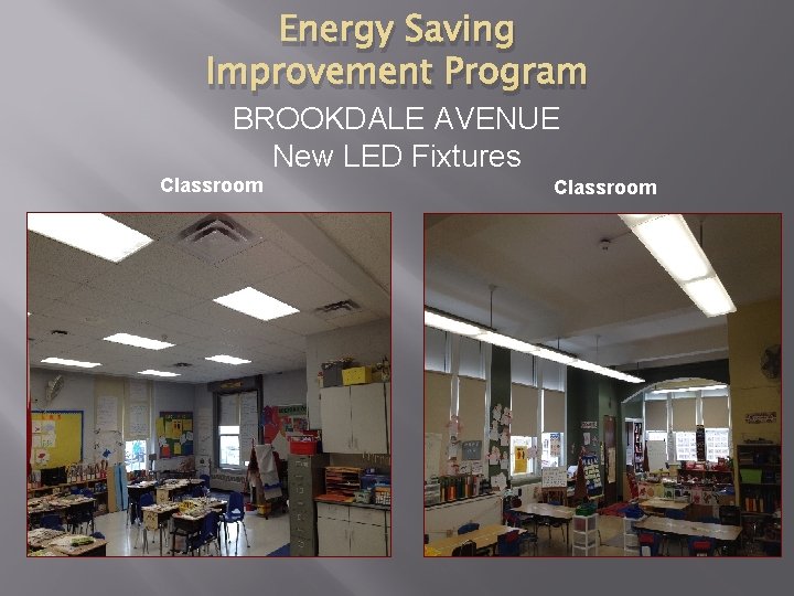 Energy Saving Improvement Program BROOKDALE AVENUE New LED Fixtures Classroom 