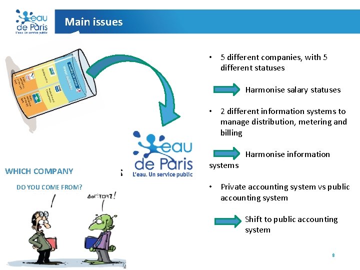 Main issues • 5 different companies, with 5 different statuses Harmonise salary statuses •