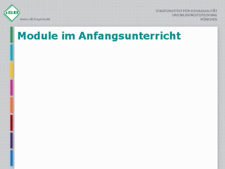 Module im Anfangsunterricht 