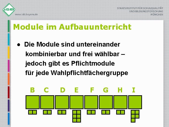 Module im Aufbauunterricht ● Die Module sind untereinander kombinierbar und frei wählbar – jedoch