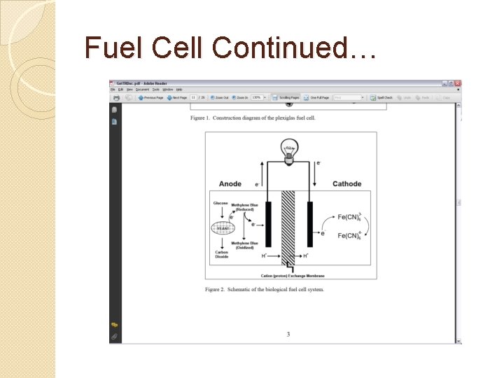 Fuel Cell Continued… 