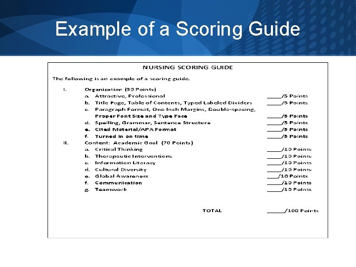 Example of a Scoring Guide 