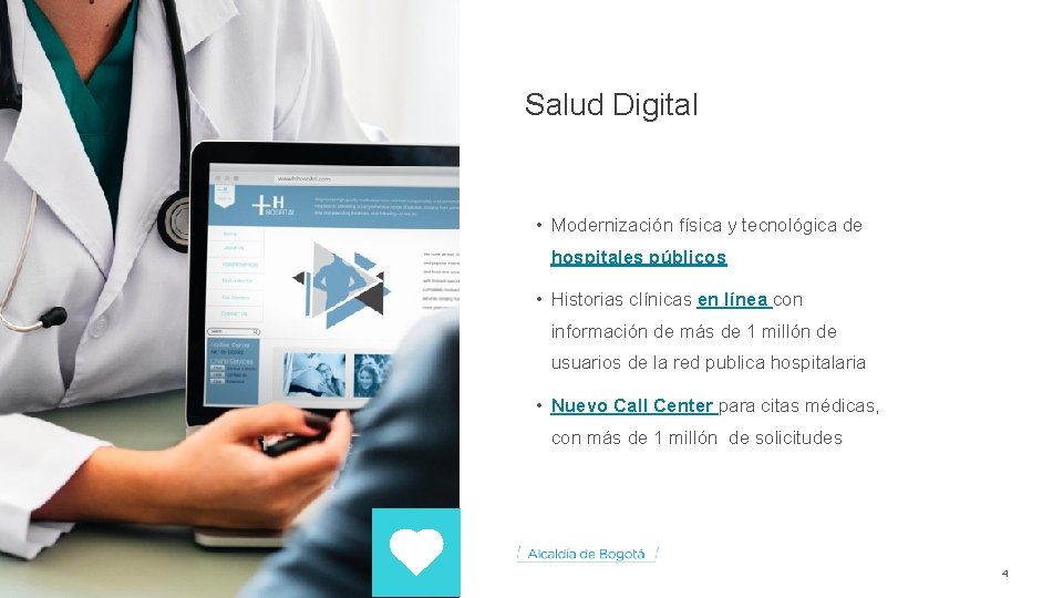 Salud Digital • Modernización física y tecnológica de hospitales públicos • Historias clínicas en