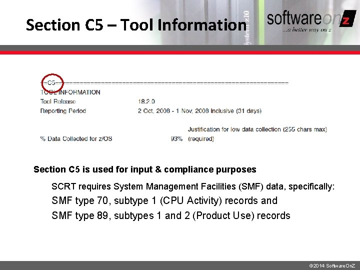 Section C 5 – Tool Information Section C 5 is used for input &