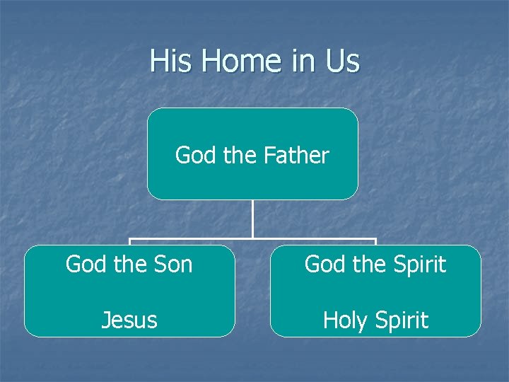 His Home in Us God the Father God the Son God the Spirit Jesus