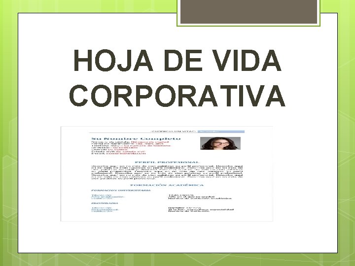 HOJA DE VIDA CORPORATIVA 