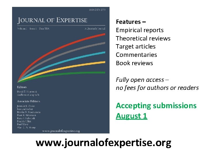 Features – Empirical reports Theoretical reviews Target articles Commentaries Book reviews Fully open access