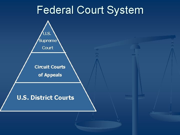 Federal Court System U. S. Supreme Court Circuit Courts of Appeals U. S. District