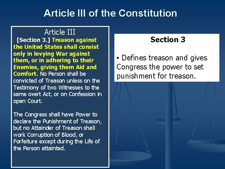 Article III of the Constitution Article III [Section 3. ] Treason against the United