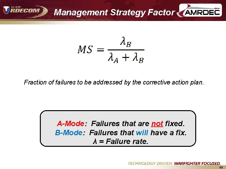 Management Strategy Factor Fraction of failures to be addressed by the corrective action plan. Management Strategy Factor Fraction of failures to be addressed by the corrective action plan.
