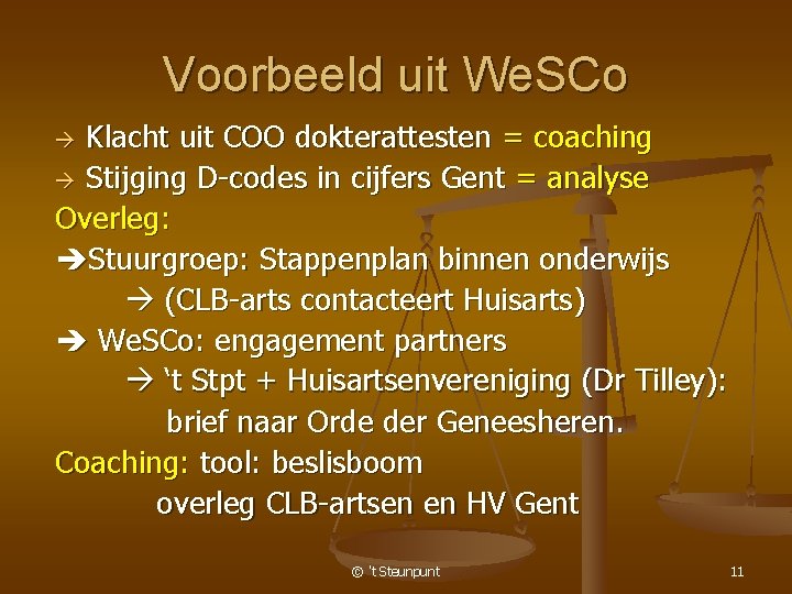 Voorbeeld uit We. SCo Klacht uit COO dokterattesten = coaching Stijging D-codes in cijfers