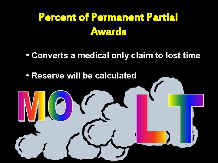 Percent of Permanent Partial Awards • Converts a medical only claim to lost time