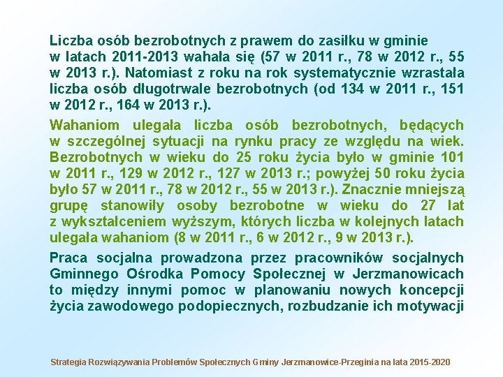 Liczba osób bezrobotnych z prawem do zasiłku w gminie w latach 2011 -2013 wahała