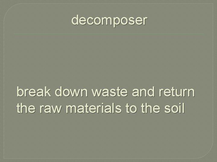 decomposer break down waste and return the raw materials to the soil 