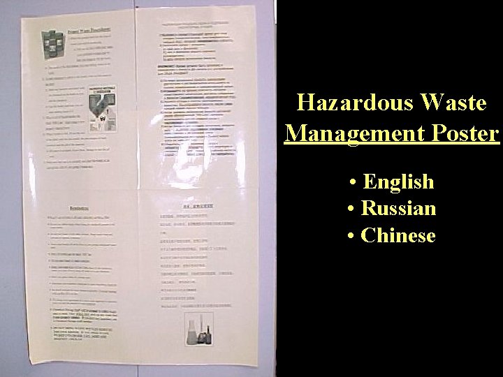 Hazardous Waste Management Poster • English • Russian • Chinese 