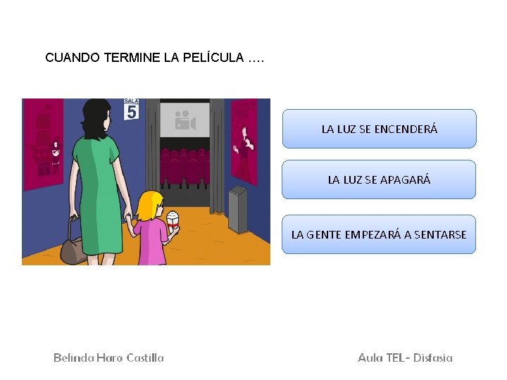 CUANDO TERMINE LA PELÍCULA …. LA LUZ SE ENCENDERÁ LA LUZ SE APAGARÁ LA