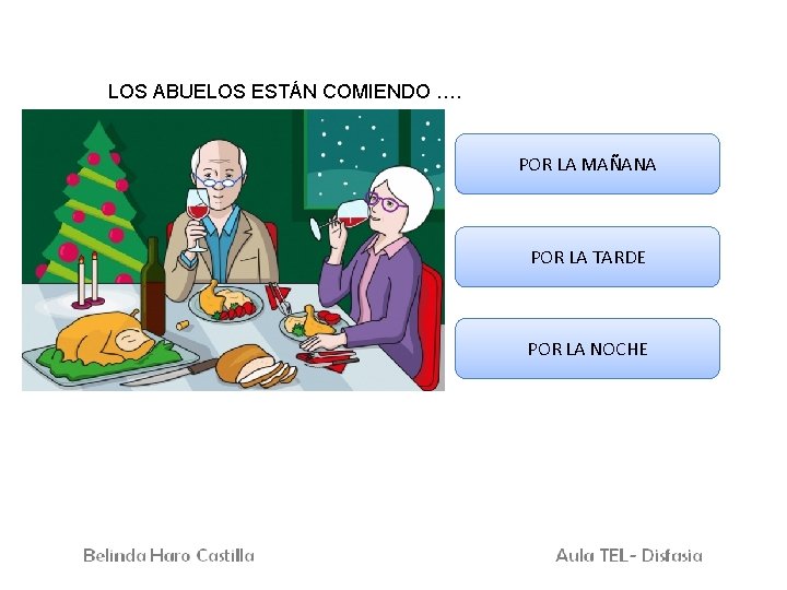 LOS ABUELOS ESTÁN COMIENDO …. POR LA MAÑANA POR LA TARDE POR LA NOCHE