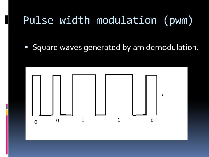 Pulse width modulation (pwm) Square waves generated by am demodulation. 