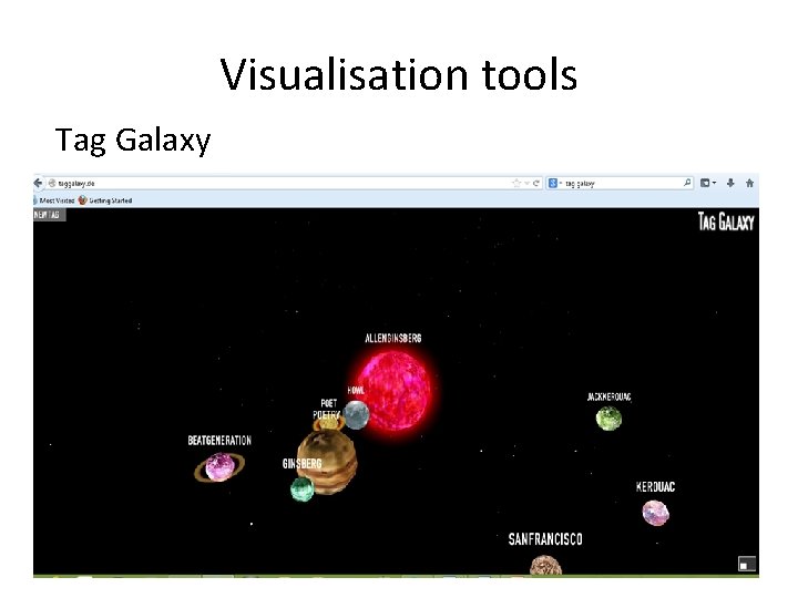 Visualisation tools Tag Galaxy 