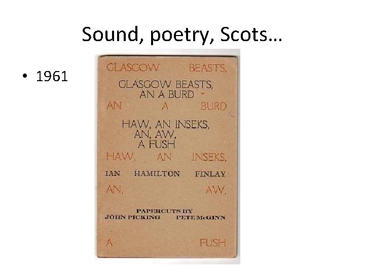 Sound, poetry, Scots… • 1961 