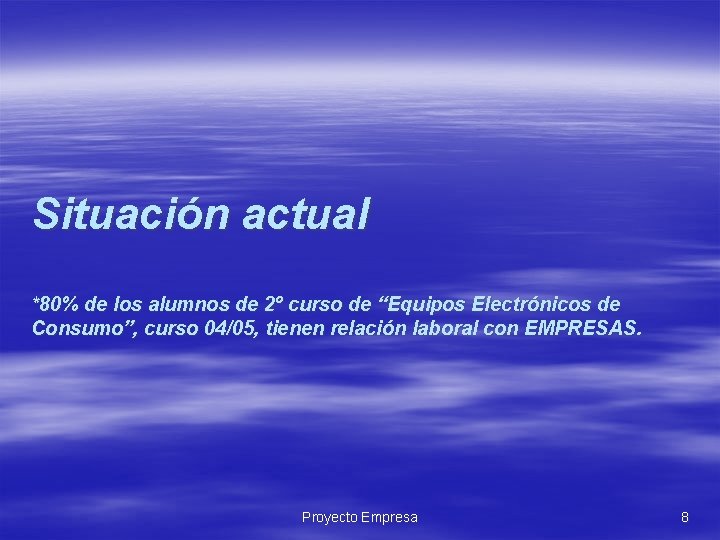 Situación actual *80% de los alumnos de 2º curso de “Equipos Electrónicos de Consumo”,