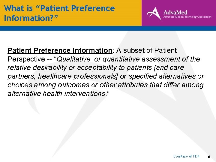What is “Patient Preference Information? ” Patient Preference Information: A subset of Patient Perspective