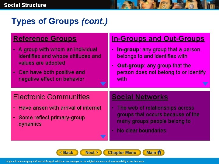Social Structure Types of Groups (cont. ) Reference Groups In-Groups and Out-Groups • A