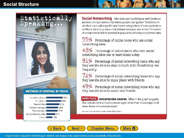 Social Structure Original Content Copyright © Holt Mc. Dougal. Additions and changes to the