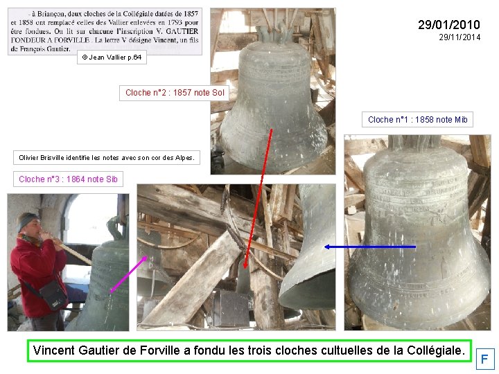 29/01/2010 29/11/2014 © Jean Vallier p. 64 Cloche n° 2 : 1857 note Sol
