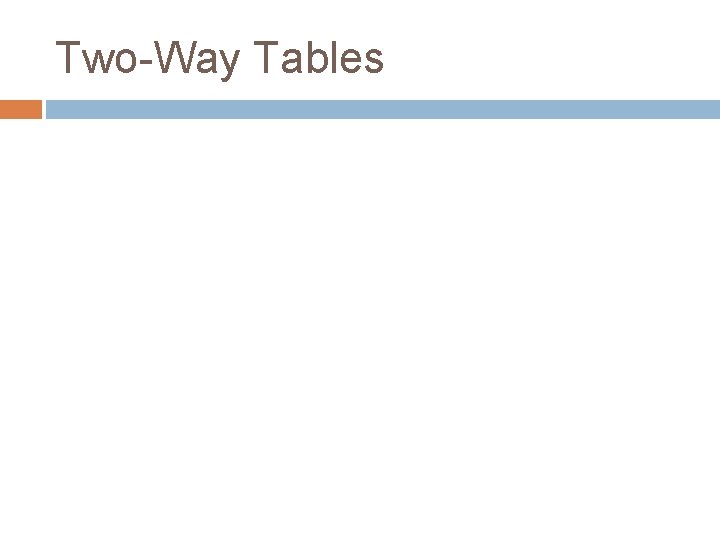 Two-Way Tables 