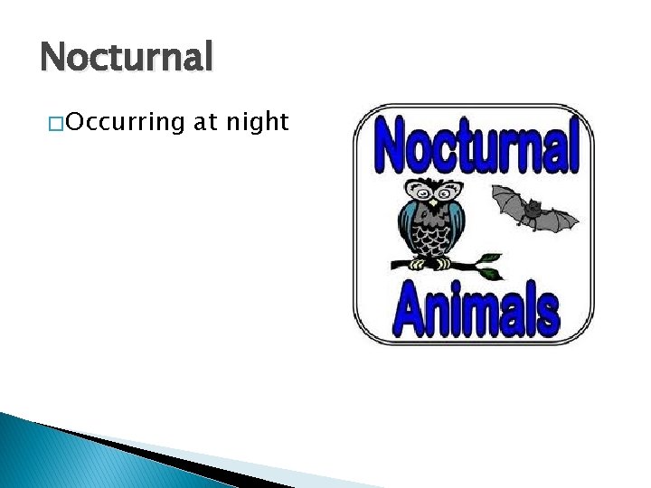 Nocturnal � Occurring at night 