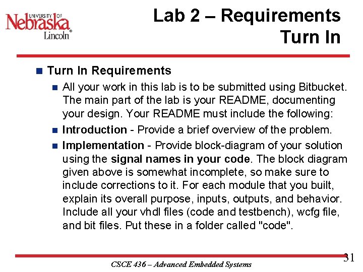 Lab 2 – Requirements Turn In n Turn In Requirements All your work in