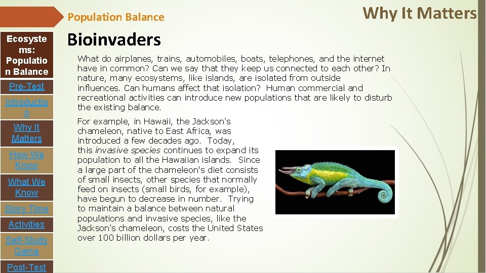 Population Balance Ecosyste ms: Populatio n Balance Pre-Test Introductio n Why It Matters How