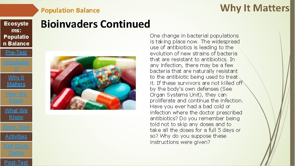 Why It Matters Population Balance Ecosyste ms: Populatio n Balance Pre-Test Introductio n Why