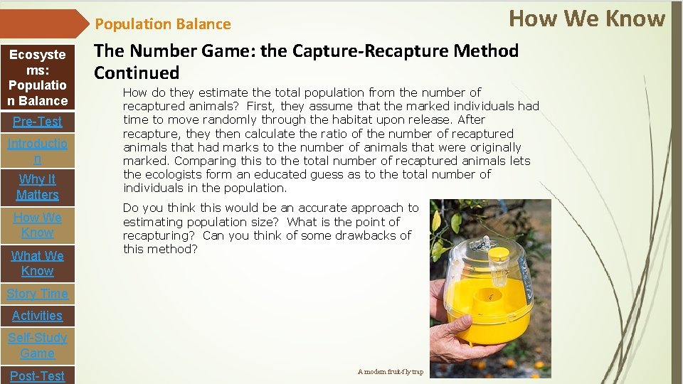 How We Know Population Balance Ecosyste ms: Populatio n Balance Pre-Test Introductio n Why