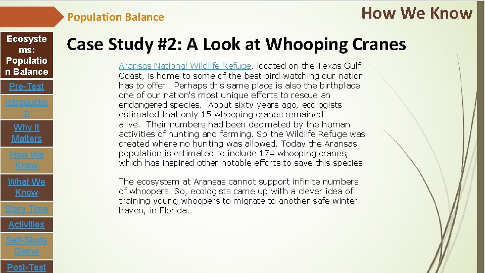 Population Balance Ecosyste ms: Populatio n Balance Pre-Test Introductio n Why It Matters How