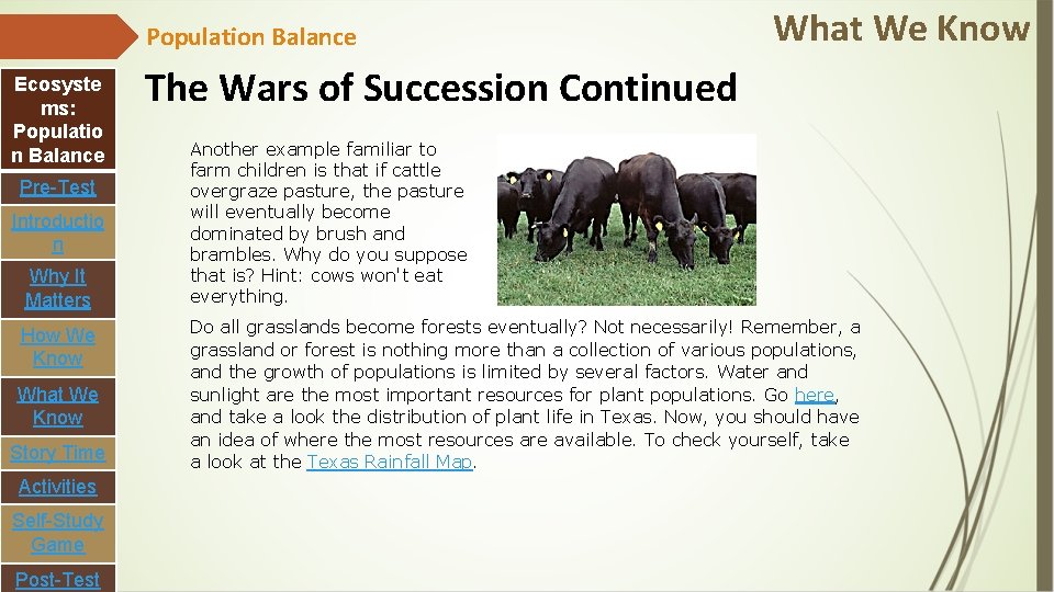 Population Balance Ecosyste ms: Populatio n Balance Pre-Test Introductio n Why It Matters How
