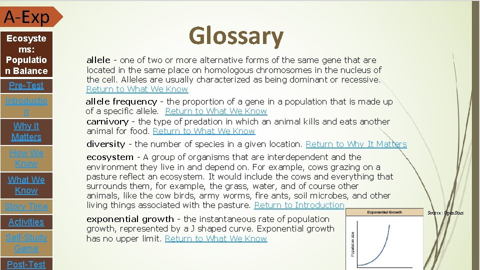 A-Exp Ecosyste ms: Populatio n Balance Pre-Test Introductio n Why It Matters How We