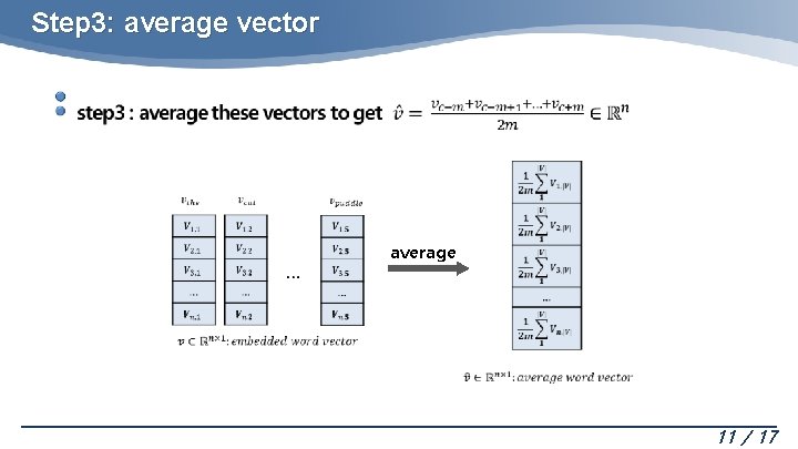 Step 3: average vector average 11 / 17 