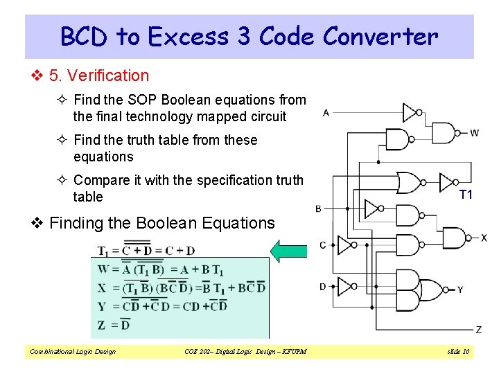 BCD to Excess 3 Code Converter v 5. Verification ² Find the SOP Boolean