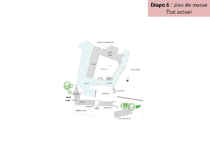 Diapo 6 : plan de masse État actuel GRANGE E FUTUR 