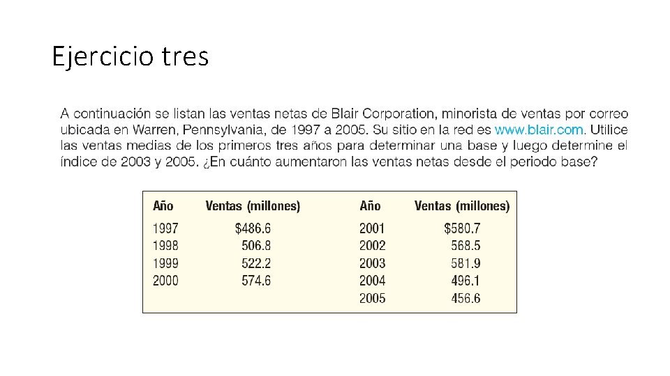 Ejercicio tres 