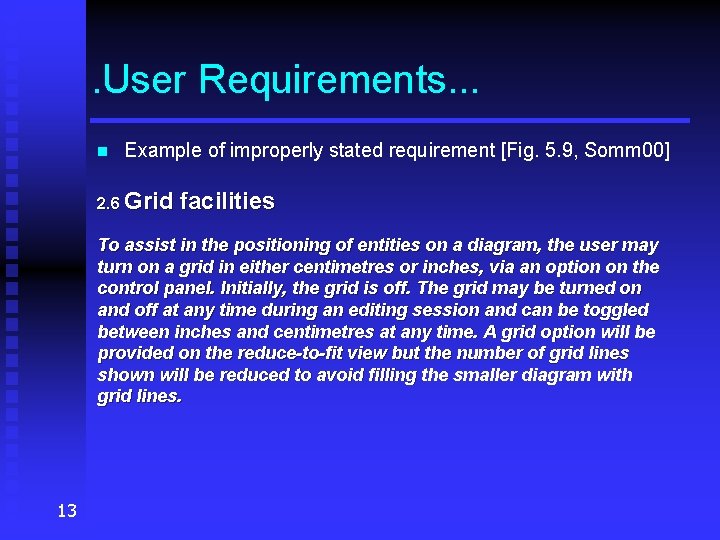 . User Requirements. . . n Example of improperly stated requirement [Fig. 5. 9,