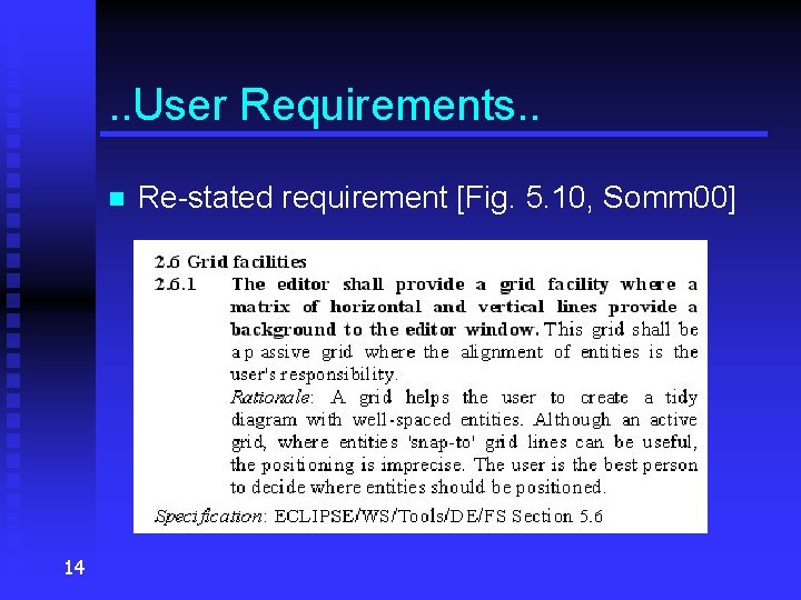 . . User Requirements. . n 14 Re-stated requirement [Fig. 5. 10, Somm 00]