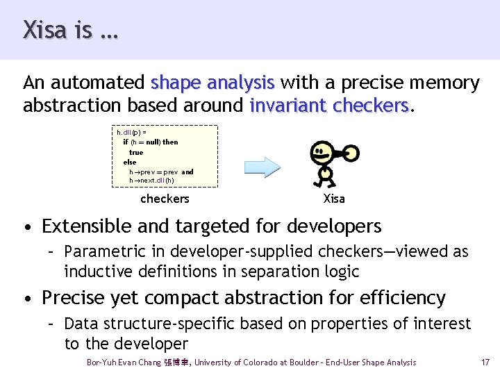 Xisa is … An automated shape analysis with a precise memory abstraction based around