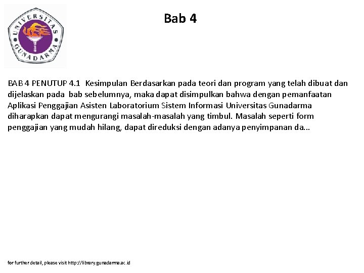 Bab 4 BAB 4 PENUTUP 4. 1 Kesimpulan Berdasarkan pada teori dan program yang