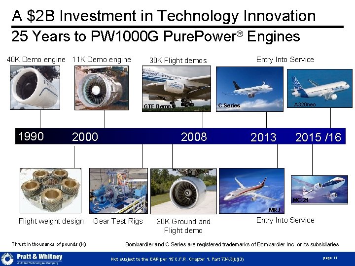 A $2 B Investment in Technology Innovation 25 Years to PW 1000 G Pure.