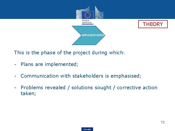 THEORY This is the phase of the project during which: - Plans are implemented;